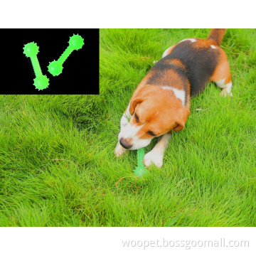 Glow In The Dark Food Leakage Interactive Chew Toys Barbell Shaped From Dog Toys Manufacturers